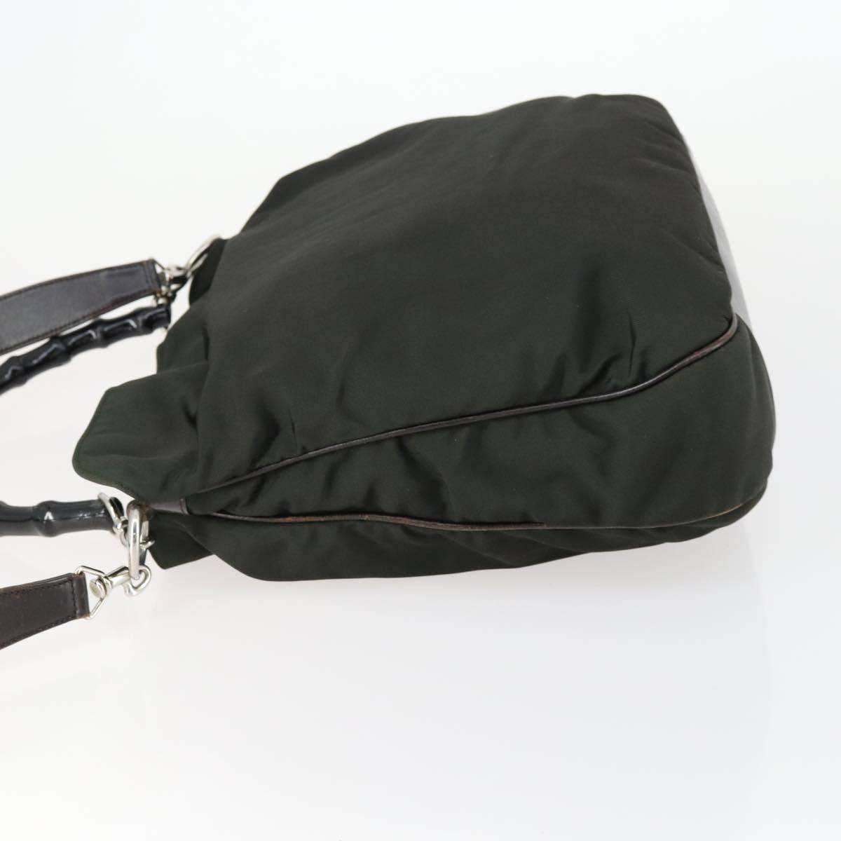 GUCCI Bamboo Hand Bag Nylon 2way Green Silver 001 1577 Auth 156945