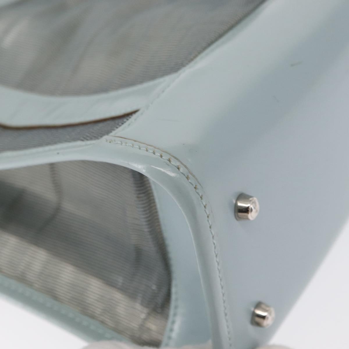 GUCCI Mesh Hand Bag Leather Light Blue 000 2058 0500 5 Auth 156946