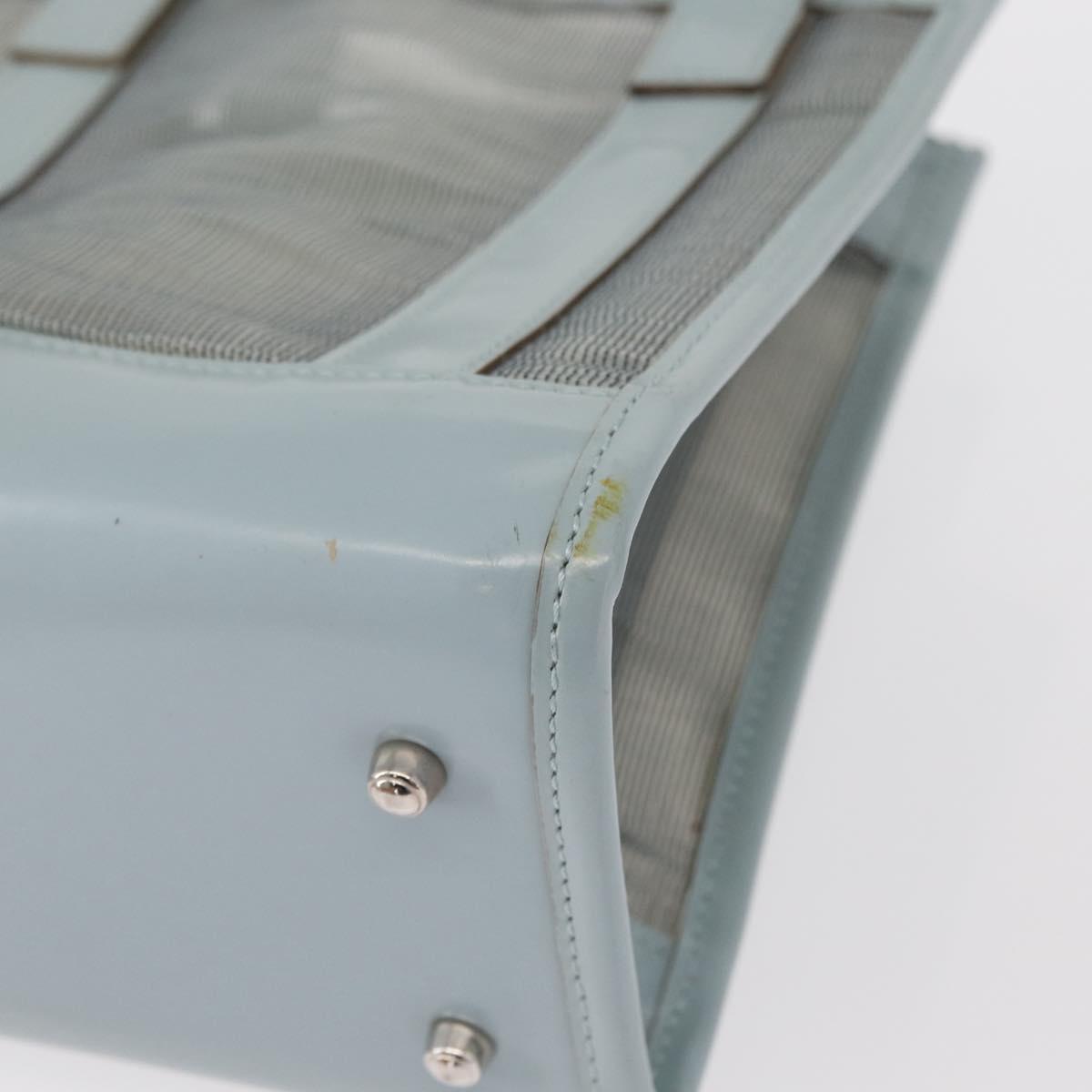 GUCCI Mesh Hand Bag Leather Light Blue 000 2058 0500 5 Auth 156946