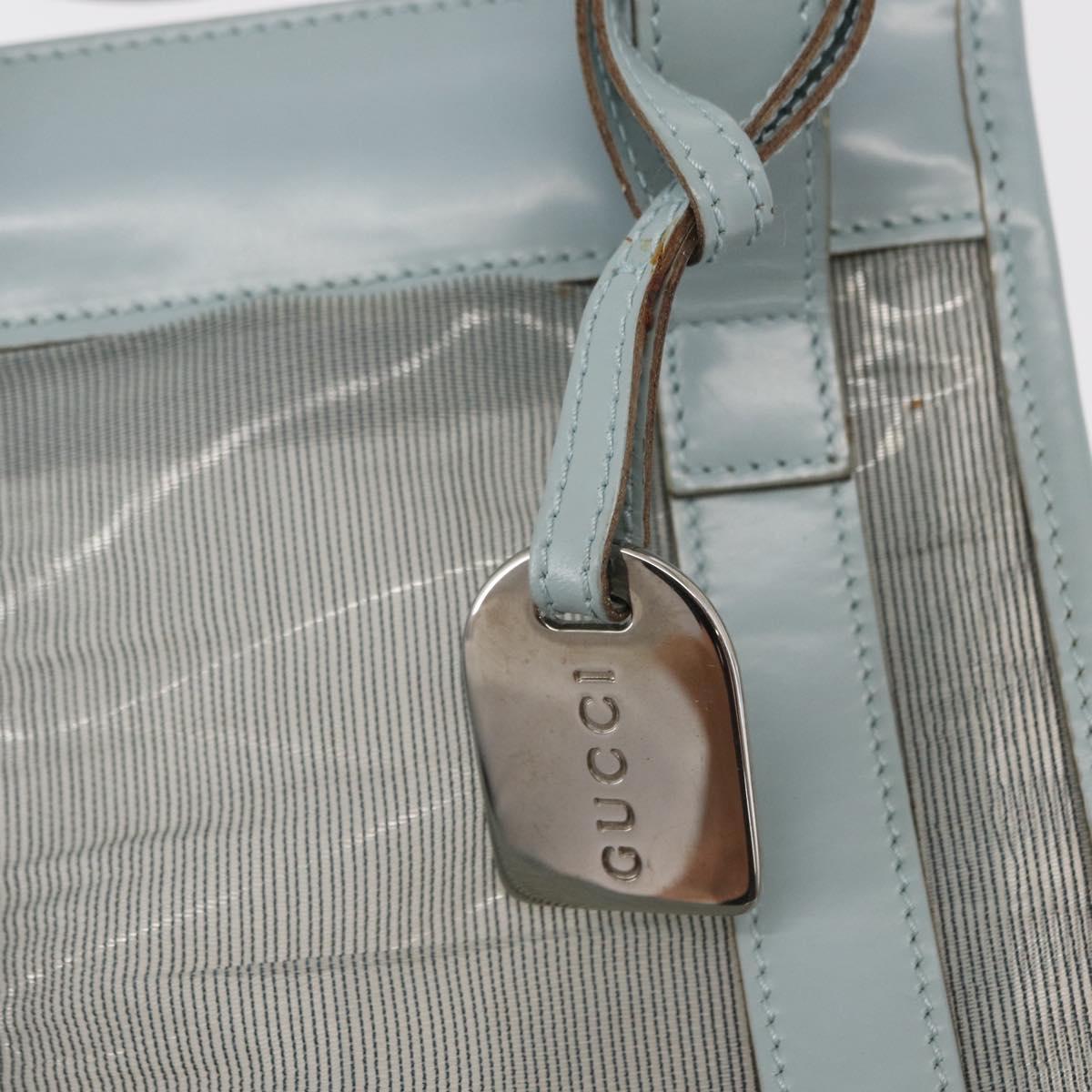 GUCCI Mesh Hand Bag Leather Light Blue 000 2058 0500 5 Auth 156946