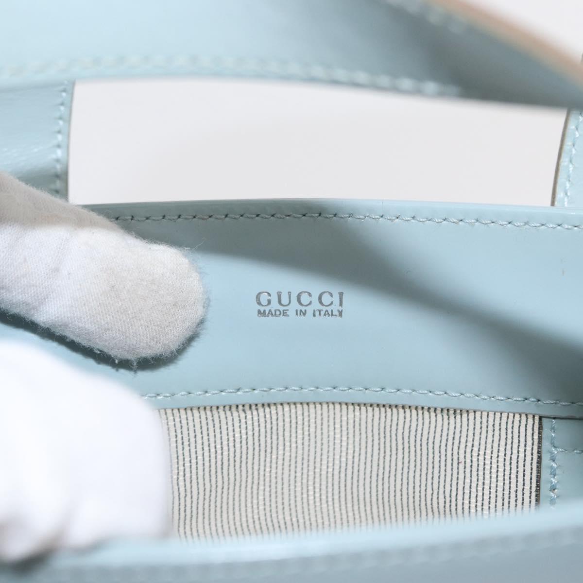 GUCCI Mesh Hand Bag Leather Light Blue 000 2058 0500 5 Auth 156946