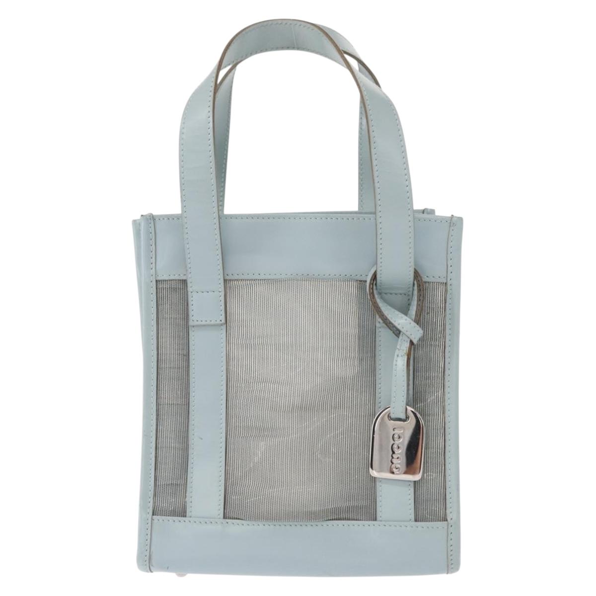 GUCCI Mesh Hand Bag Leather Light Blue 000 2058 0500 5 Auth 156946