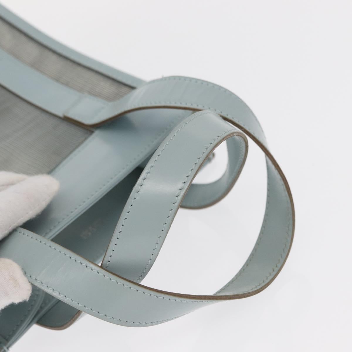 GUCCI Mesh Hand Bag Leather Light Blue 000 2058 0500 5 Auth 156946