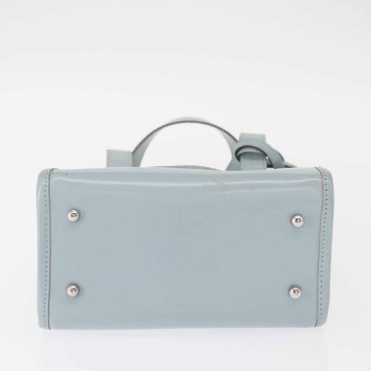 GUCCI Mesh Hand Bag Leather Light Blue 000 2058 0500 5 Auth 156946