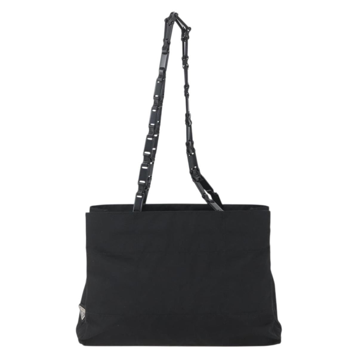 PRADA Shoulder Bag Nylon Black Silver Auth 156948