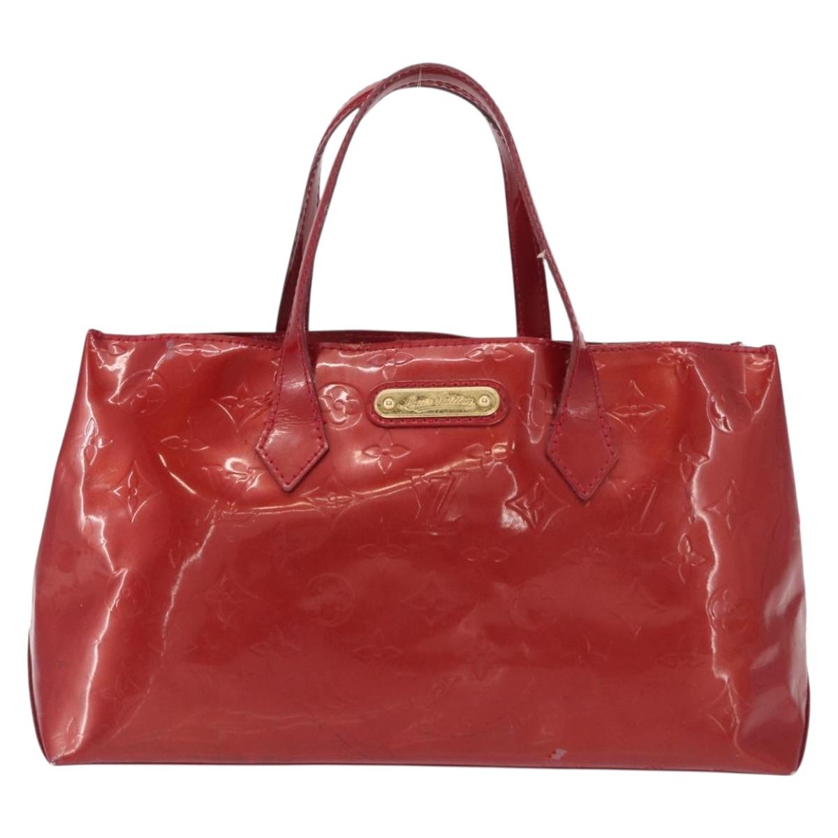 LOUIS VUITTON Vernis Wilshire PM Hand Bag Pomme D'amour M93642 LV Auth 156950