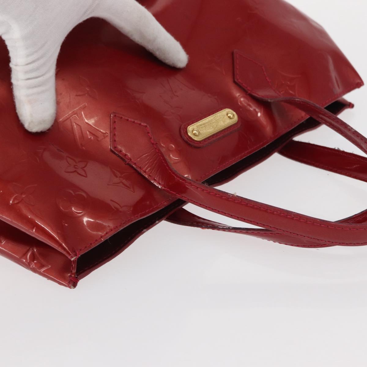 LOUIS VUITTON Vernis Wilshire PM Hand Bag Pomme D'amour M93642 LV Auth 156950