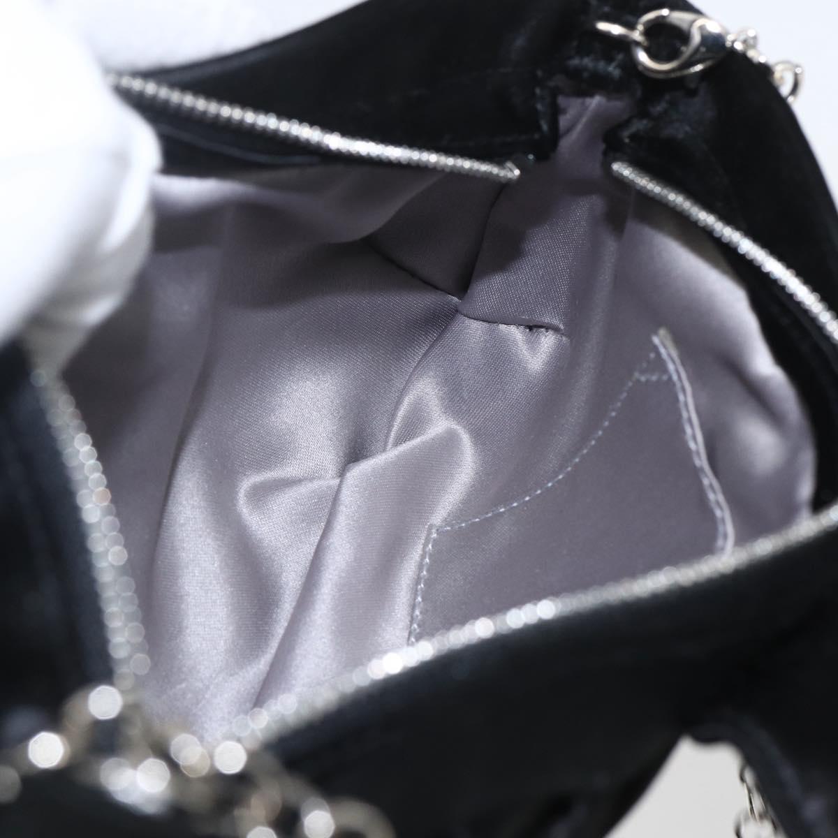 Salvatore Ferragamo Gancini Chain Shoulder Bag Satin Black Silver Auth 156969V