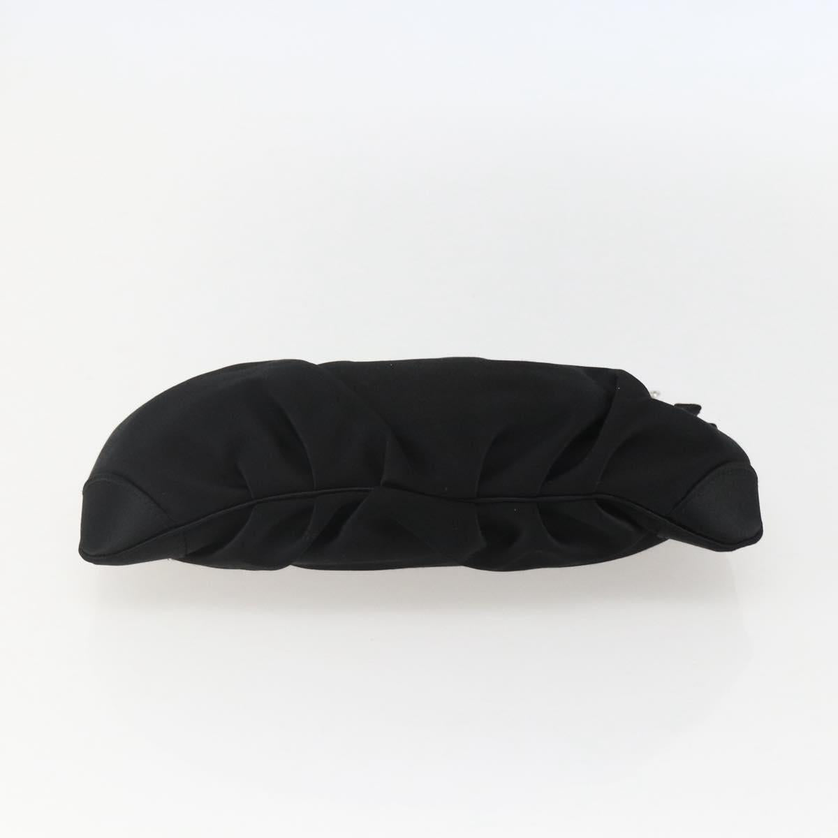 Salvatore Ferragamo Gancini Chain Shoulder Bag Satin Black Silver Auth 156969V