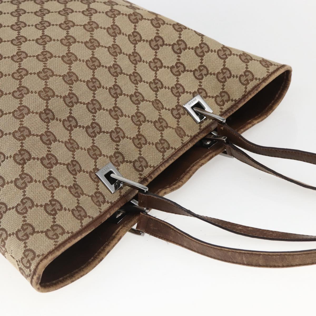 GUCCI GG Canvas Tote Bag Beige Silver 31243 Auth 156980