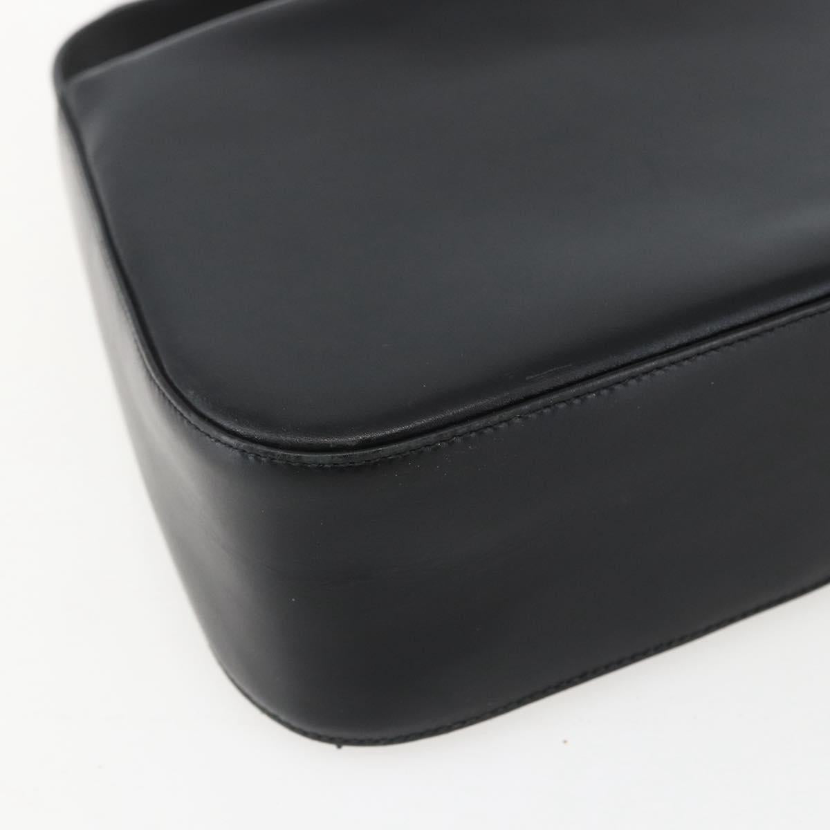 Salvatore Ferragamo Gancini Shoulder Bag Leather Black Gold Auth 156984