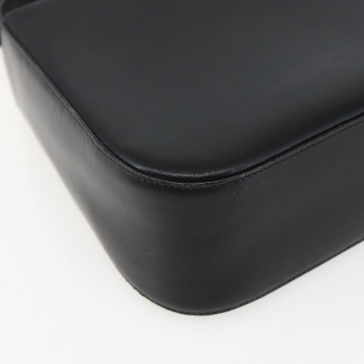 Salvatore Ferragamo Gancini Shoulder Bag Leather Black Gold Auth 156984