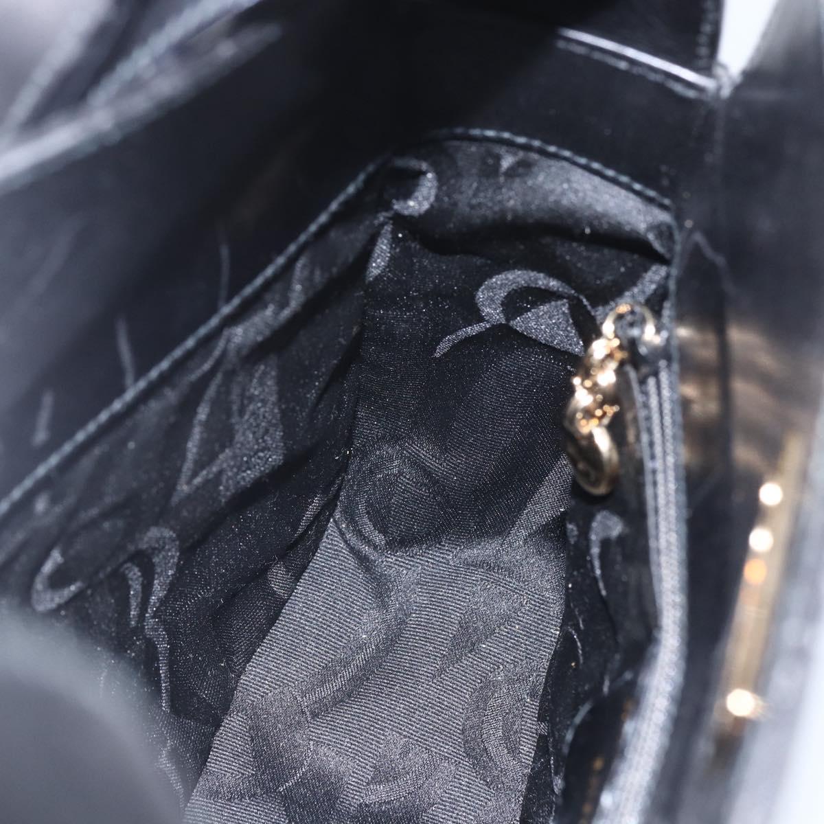 Salvatore Ferragamo Gancini Shoulder Bag Leather Black Gold Auth 156984