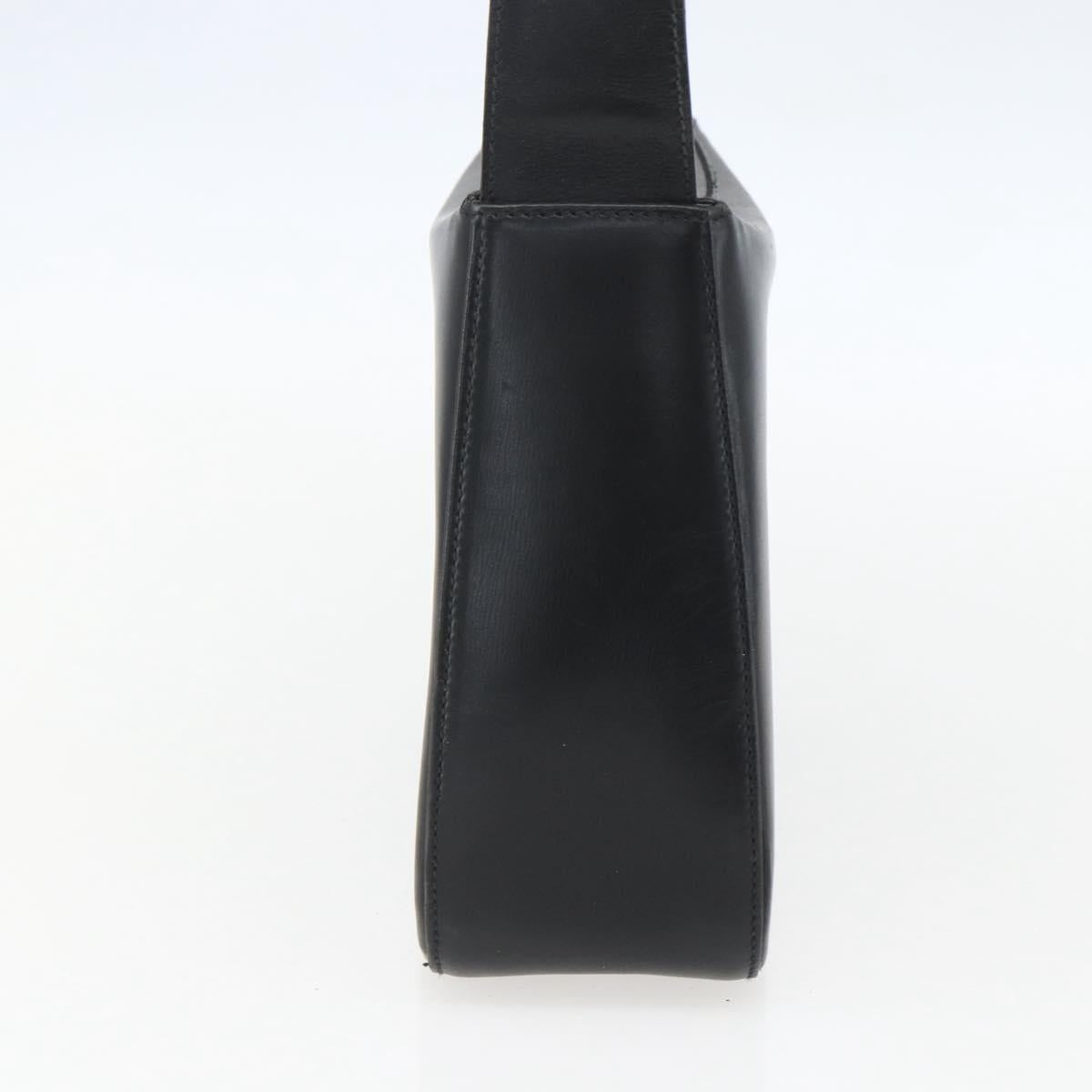 Salvatore Ferragamo Gancini Shoulder Bag Leather Black Gold Auth 156984