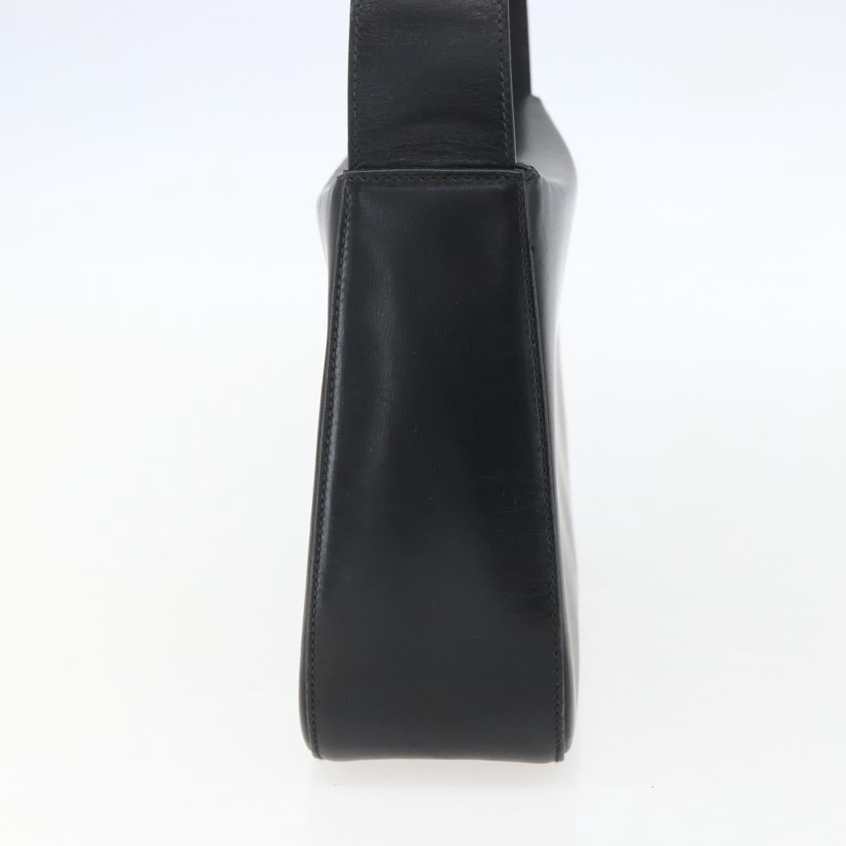 Salvatore Ferragamo Gancini Shoulder Bag Leather Black Gold Auth 156984