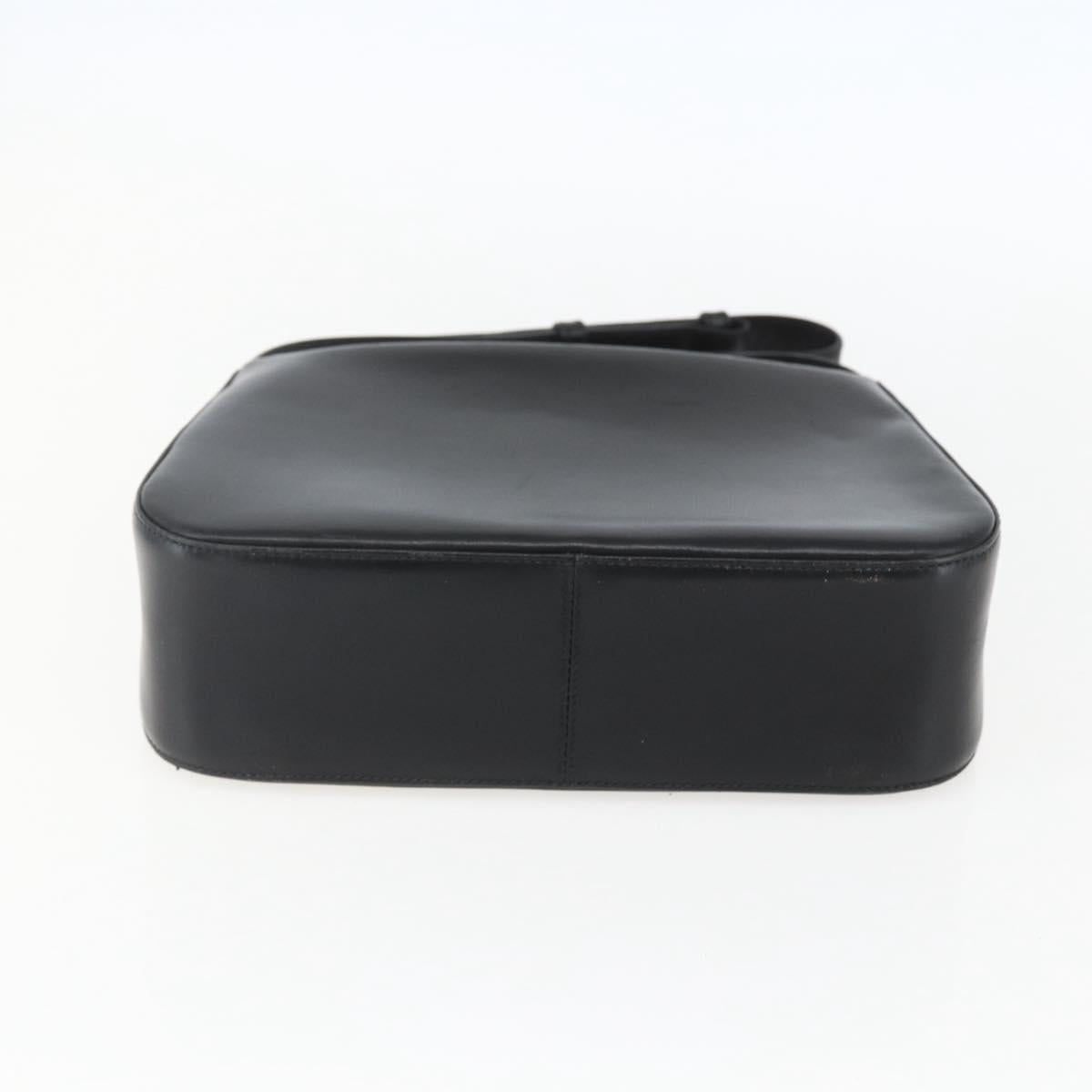 Salvatore Ferragamo Gancini Shoulder Bag Leather Black Gold Auth 156984