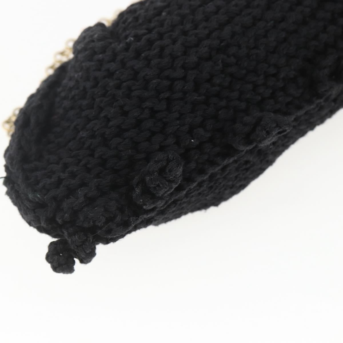 Salvatore Ferragamo Chain Shoulder Bag knitted Fabrics Black Gold Auth 156985V