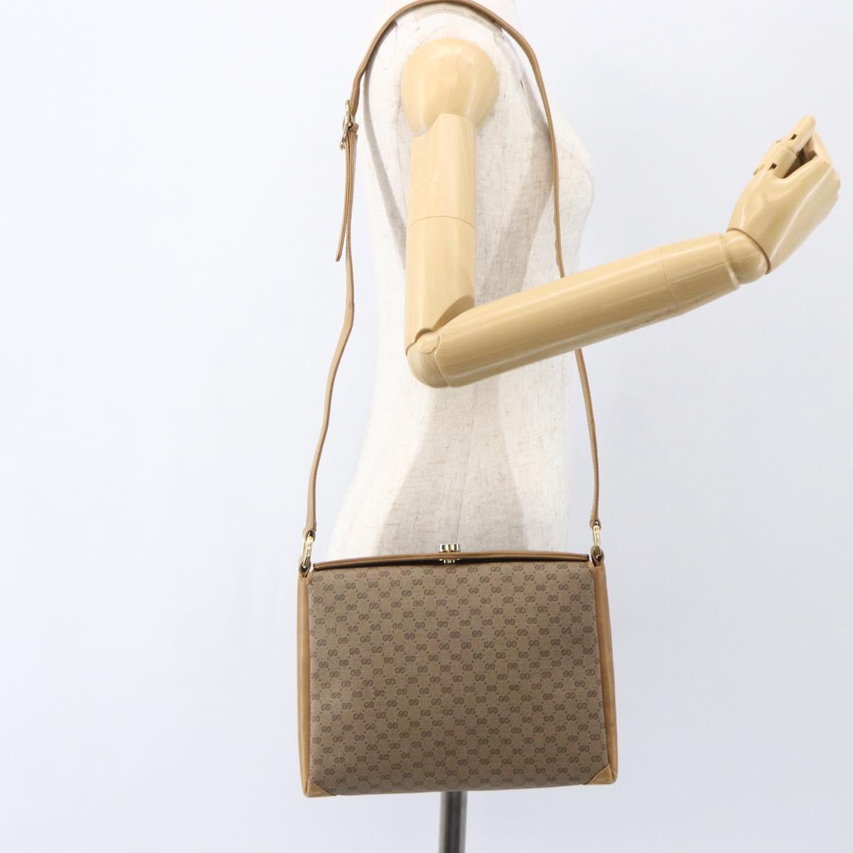 GUCCI Micro GG Supreme Shoulder Bag PVC Beige Gold 001 20 1368 Auth 156987