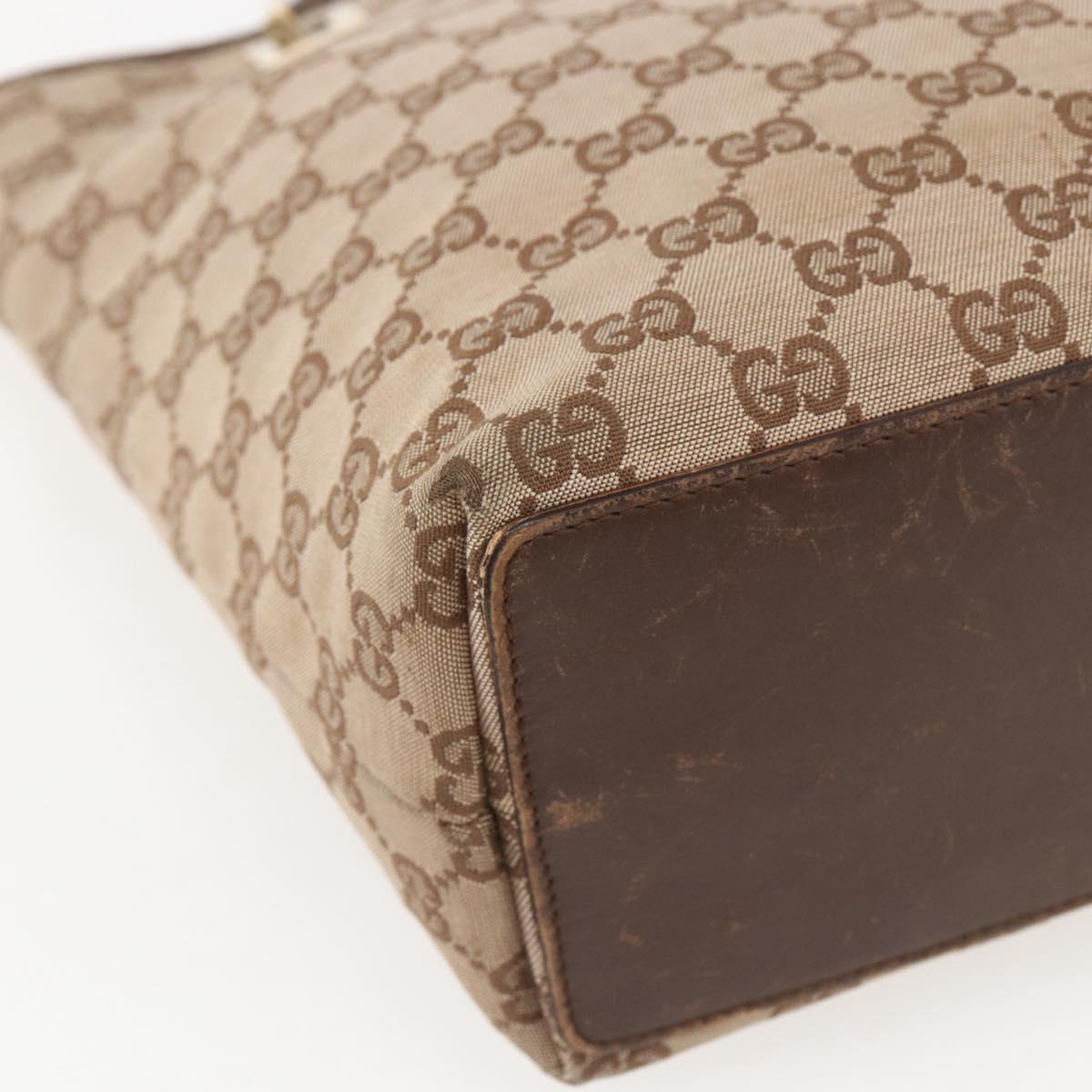 GUCCI GG Canvas Hand Bag Beige Gold 002 1099 Auth 156989