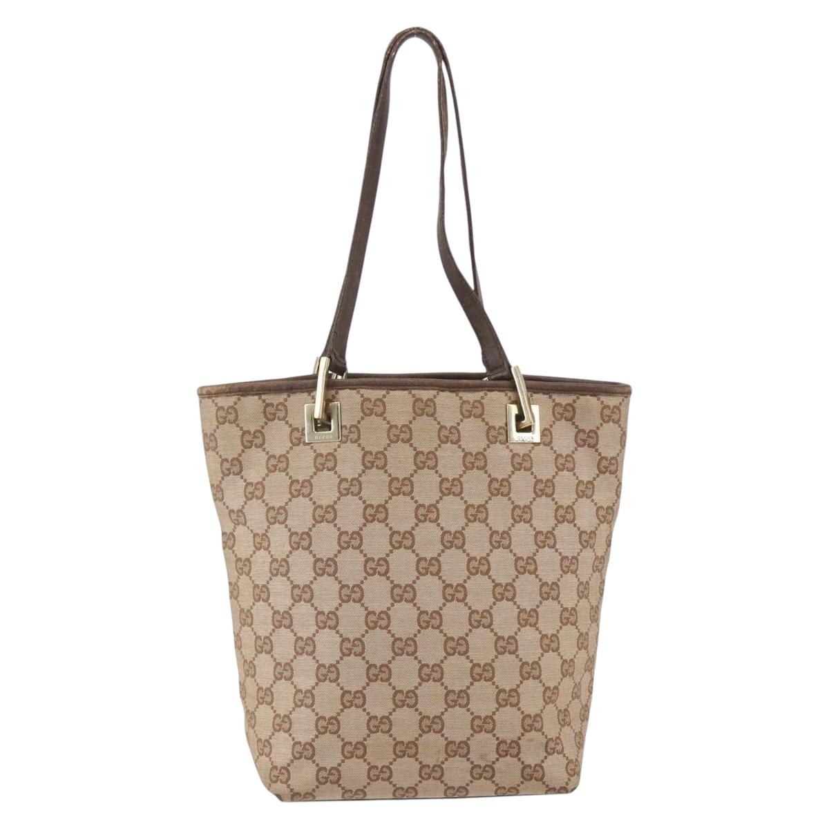 GUCCI GG Canvas Hand Bag Beige Gold 002 1099 Auth 156989
