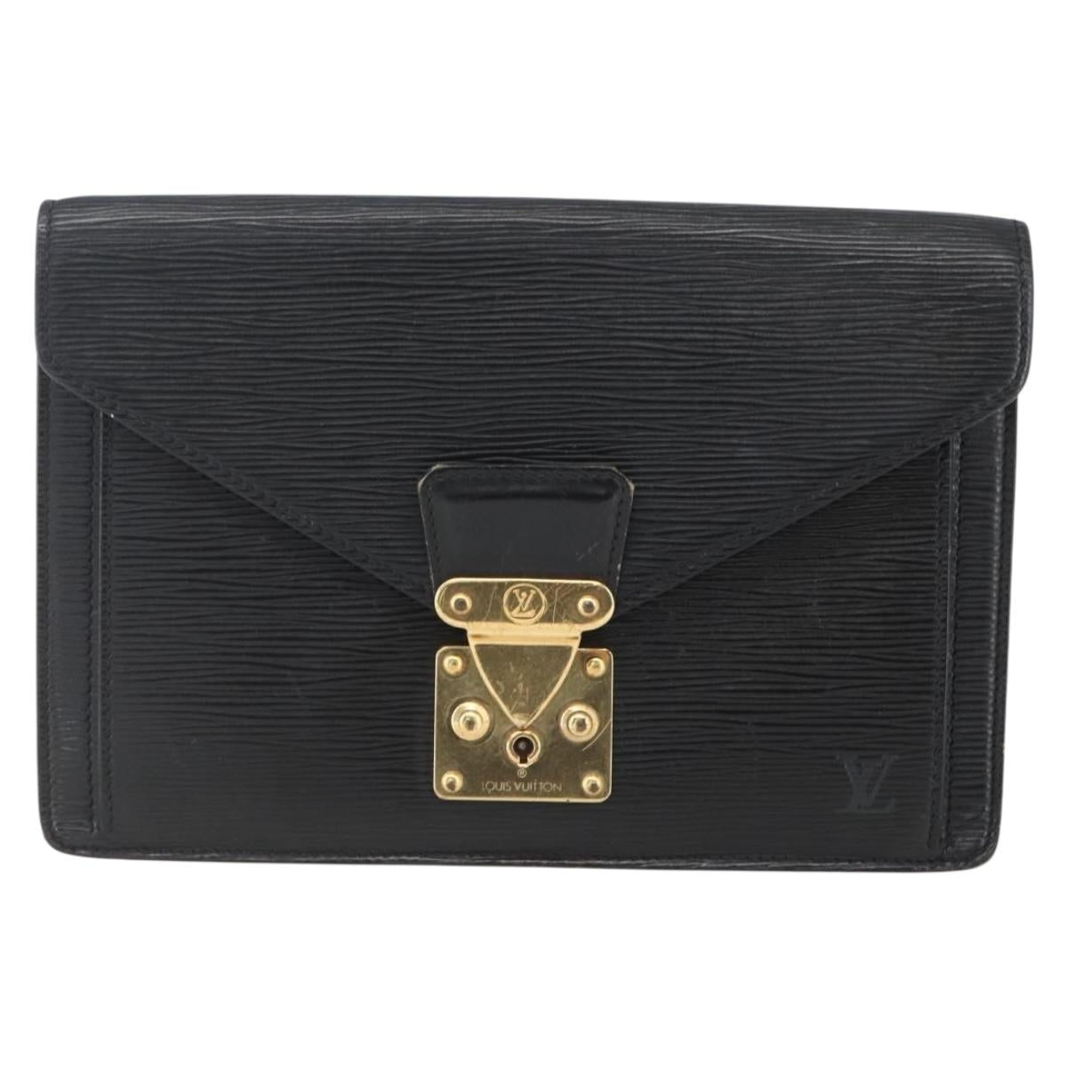 LOUIS VUITTON Epi Serie Dragonne Clutch Bag Black Noir M52612 LV Auth 156992