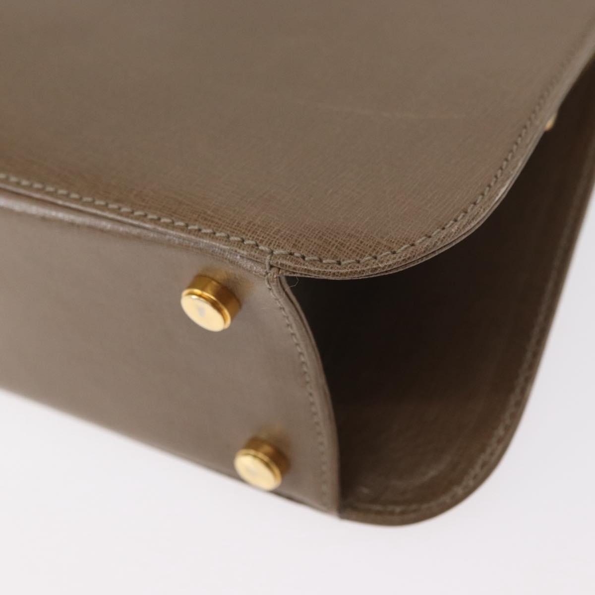 Salvatore Ferragamo Gancini Hand Bag Leather 2way Beige Gold Auth 157001