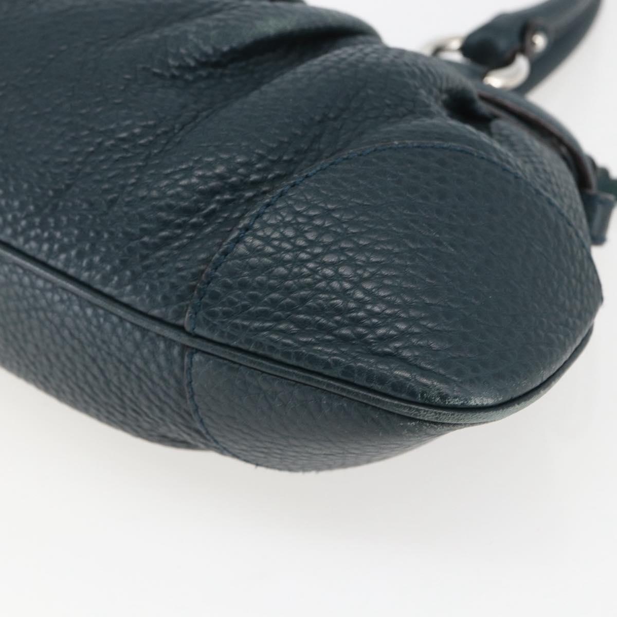 Salvatore Ferragamo Gancini Hand Bag Leather Green Silver Auth 157002