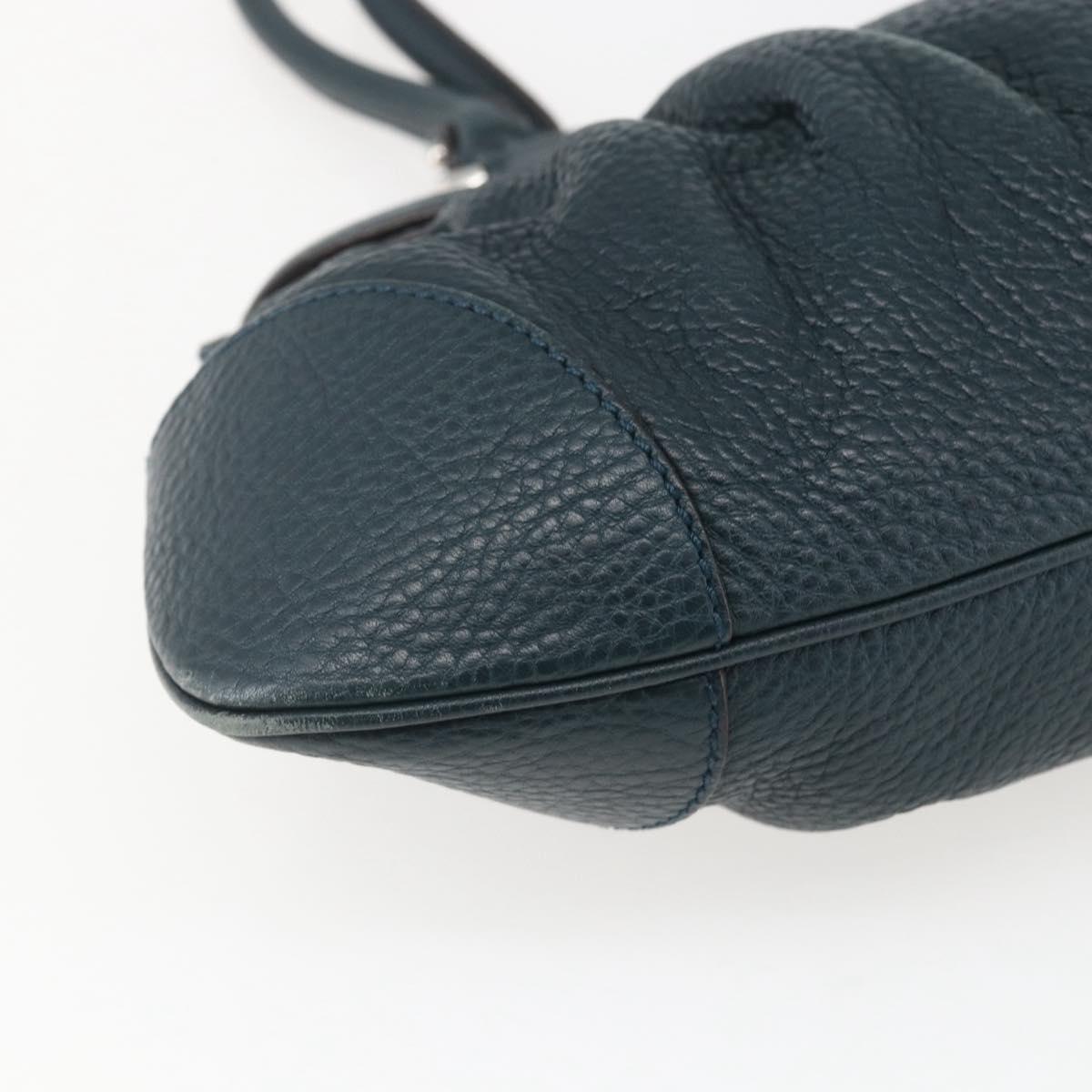 Salvatore Ferragamo Gancini Hand Bag Leather Green Silver Auth 157002