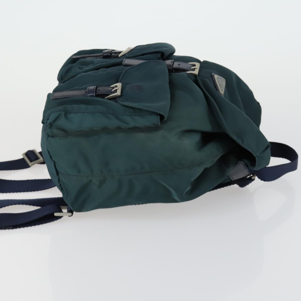 PRADA Backpack Nylon Green Silver Auth 157004