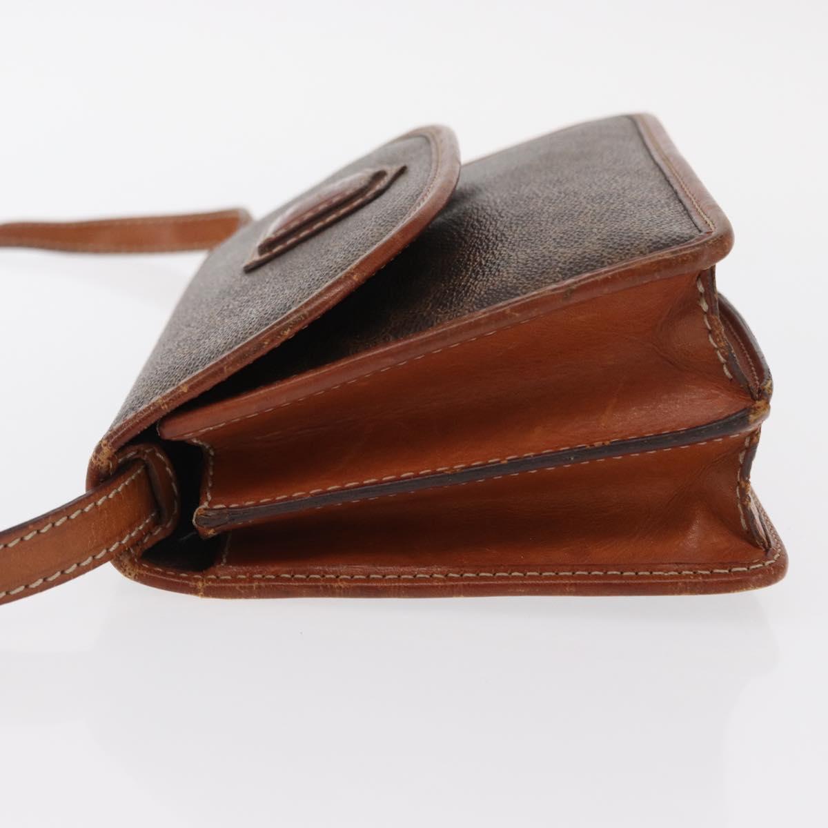 CELINE Macadam Canvas Shoulder Bag PVC Leather Brown Gold Auth 157008