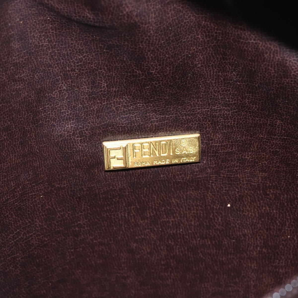 FENDI Zucca Canvas Shoulder Bag Black Brown Auth 157010