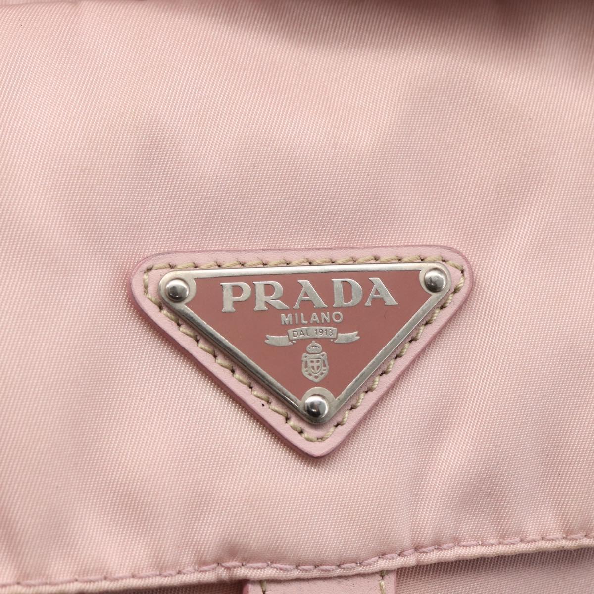 PRADA Shoulder Bag Nylon Pink Silver Auth 157013