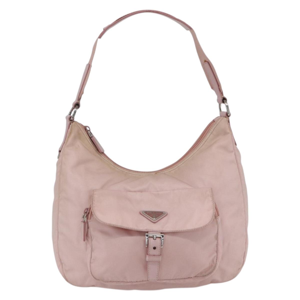 PRADA Shoulder Bag Nylon Pink Silver Auth 157013
