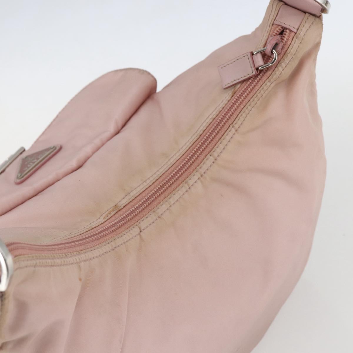 PRADA Shoulder Bag Nylon Pink Silver Auth 157013