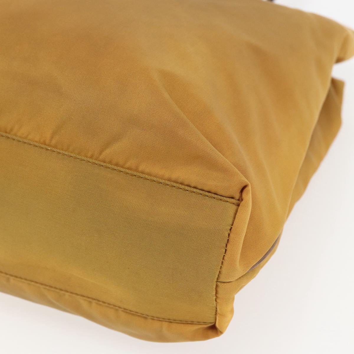 PRADA Tote Bag Nylon Yellow Silver Auth 157014