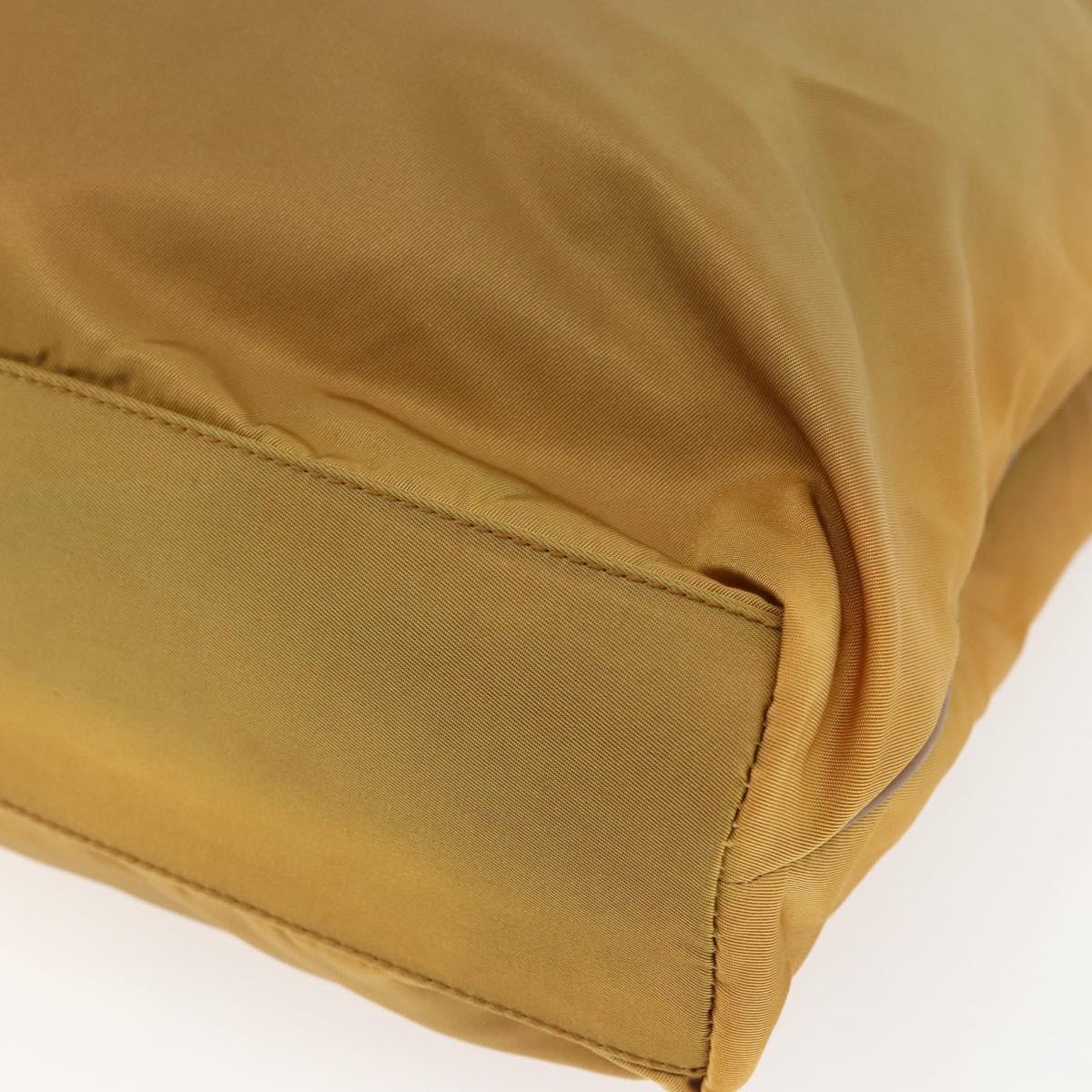 PRADA Tote Bag Nylon Yellow Silver Auth 157014