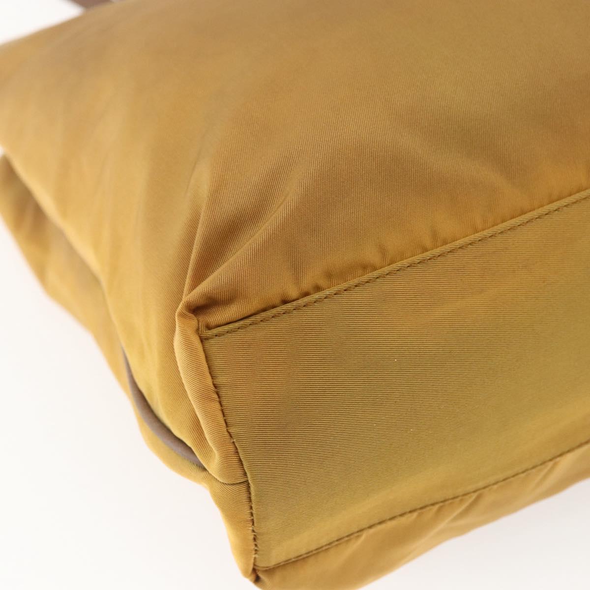 PRADA Tote Bag Nylon Yellow Silver Auth 157014