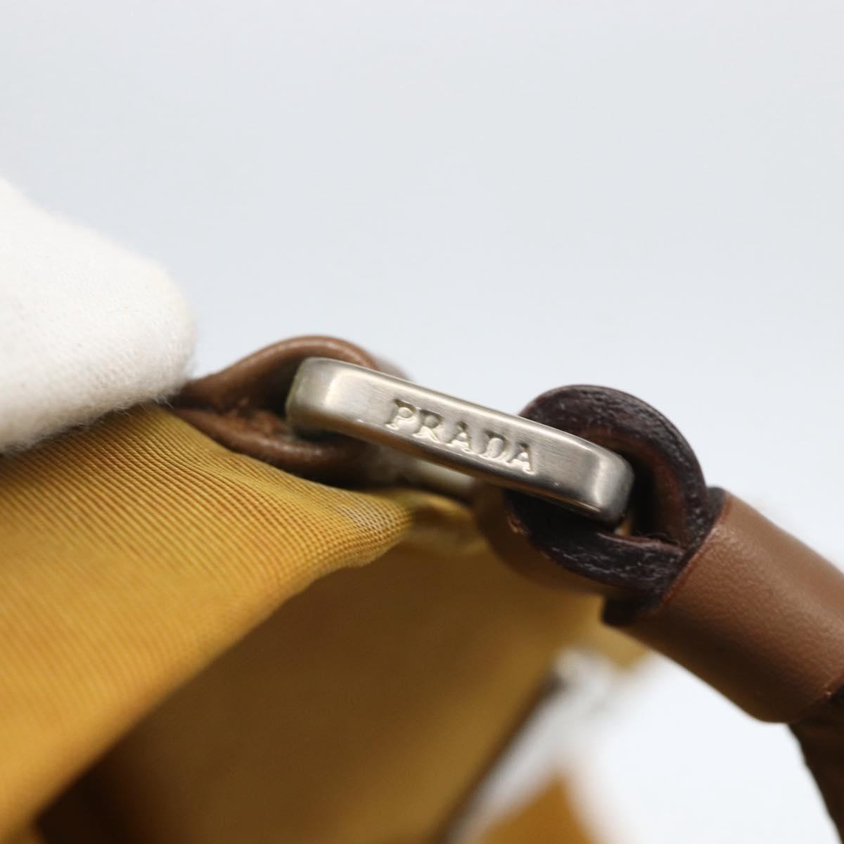 PRADA Tote Bag Nylon Yellow Silver Auth 157014