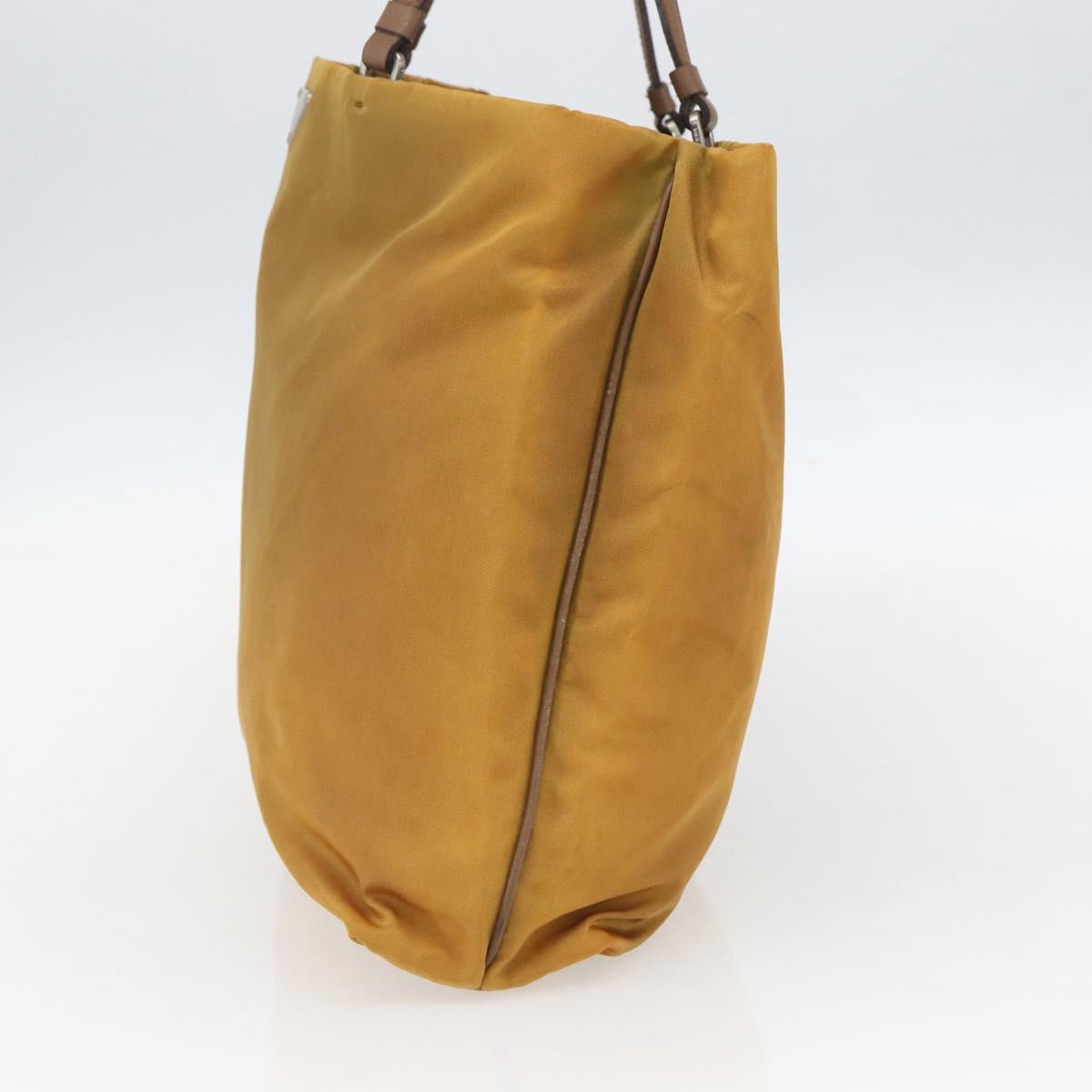 PRADA Tote Bag Nylon Yellow Silver Auth 157014