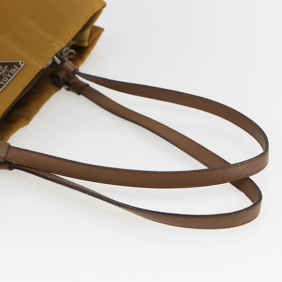 PRADA Tote Bag Nylon Yellow Silver Auth 157014