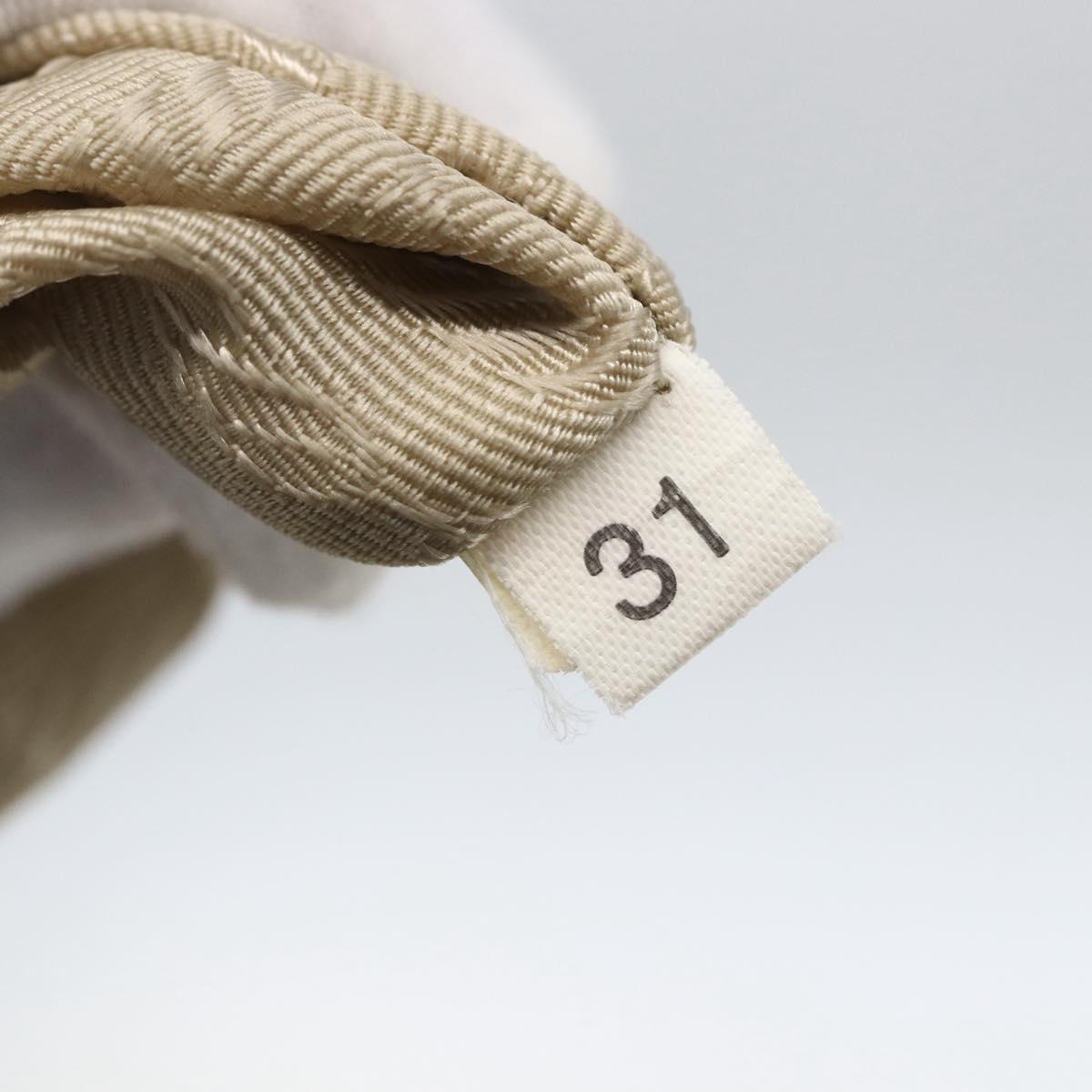 PRADA Tote Bag Nylon Beige Silver Auth 157015