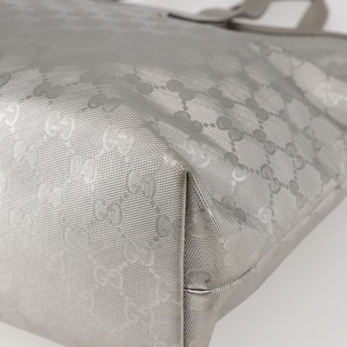 GUCCI GG Implementation Tote Bag PVC Silver 211137 Auth 157030