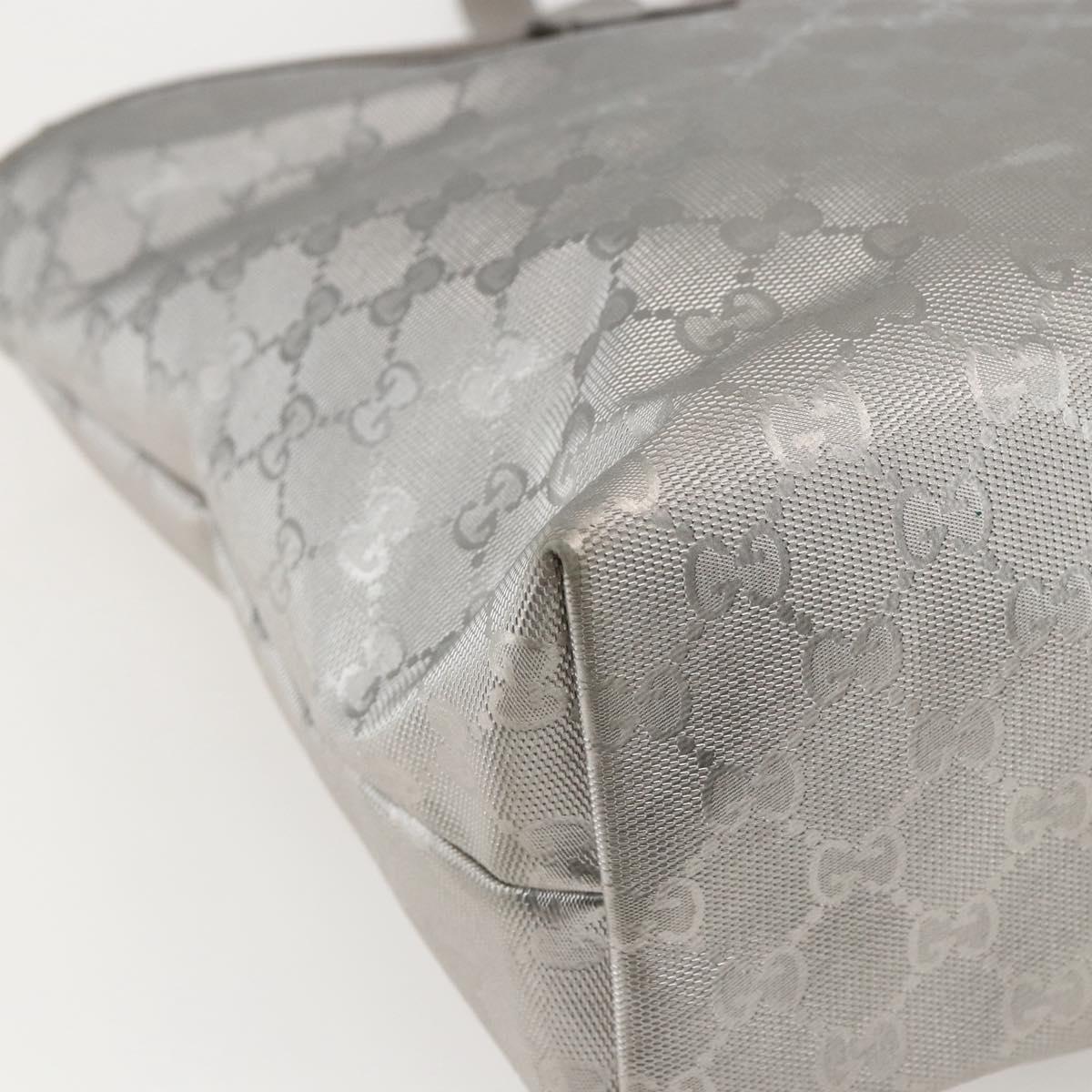 GUCCI GG Implementation Tote Bag PVC Silver 211137 Auth 157030