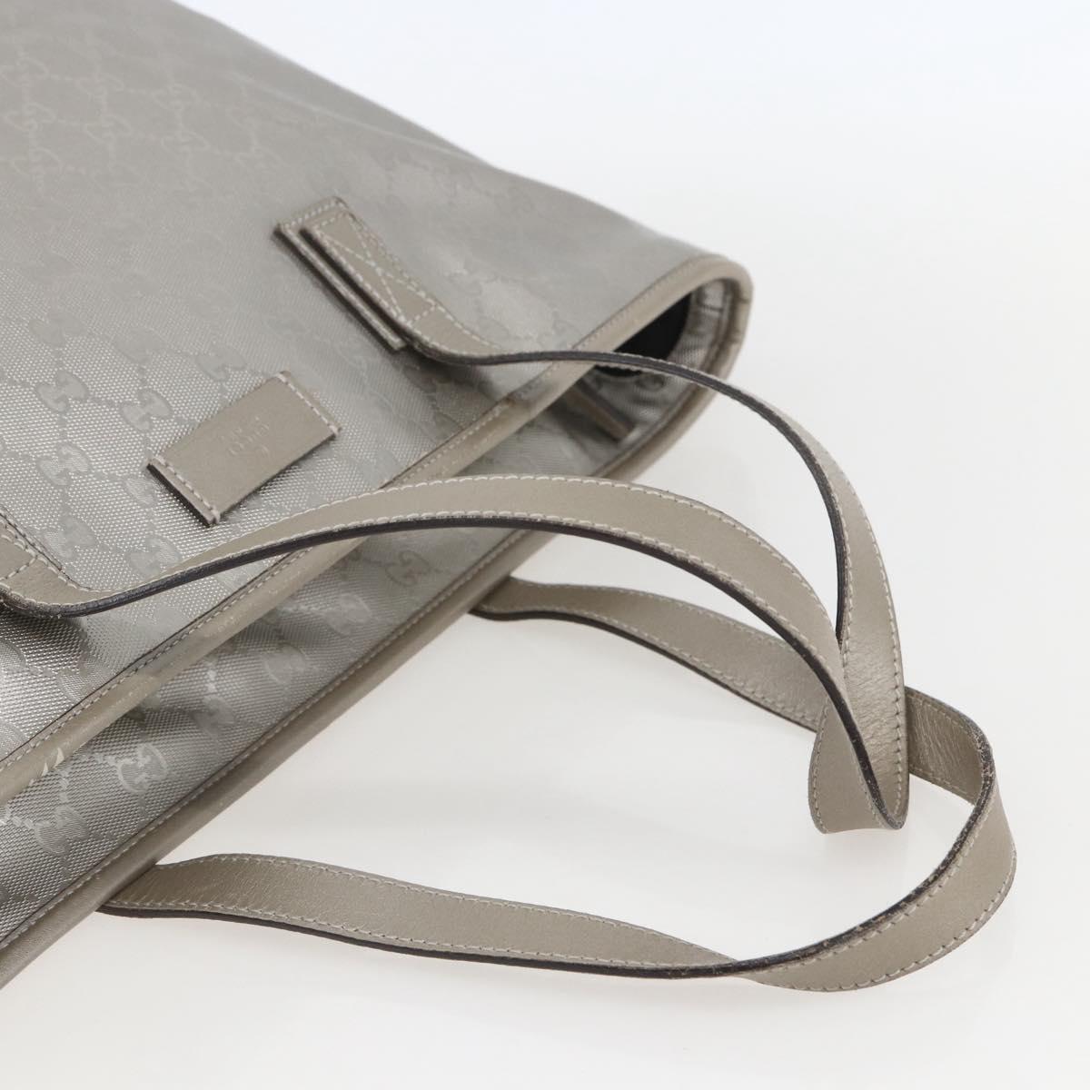 GUCCI GG Implementation Tote Bag PVC Silver 211137 Auth 157030