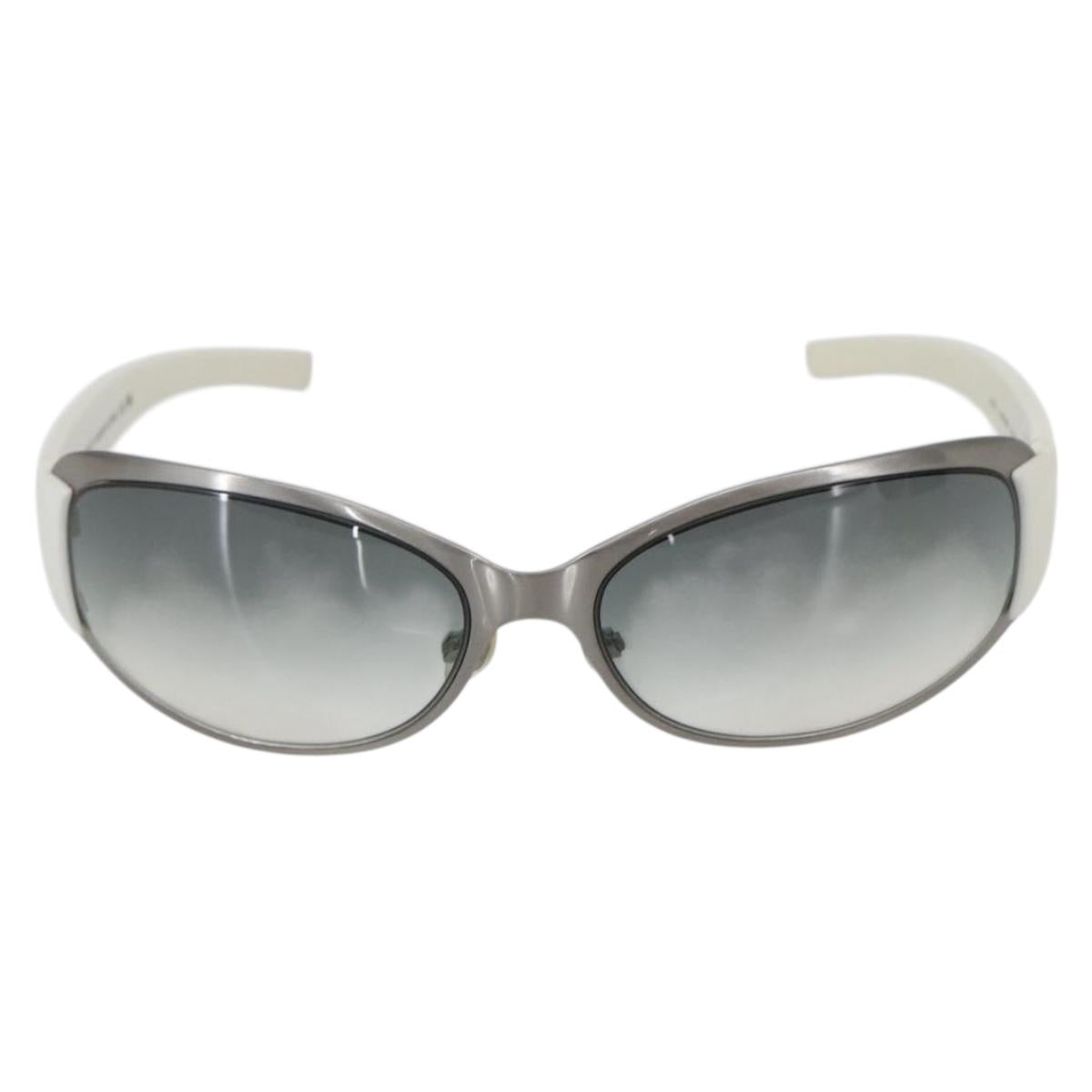 CHANEL COCO Mark Sunglasses metal White 4116 CC Auth 157052