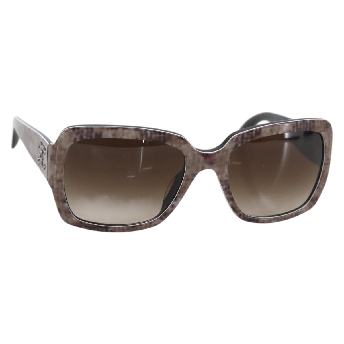CHANEL COCO Mark Sunglasses plastic Beige CC Auth 157053