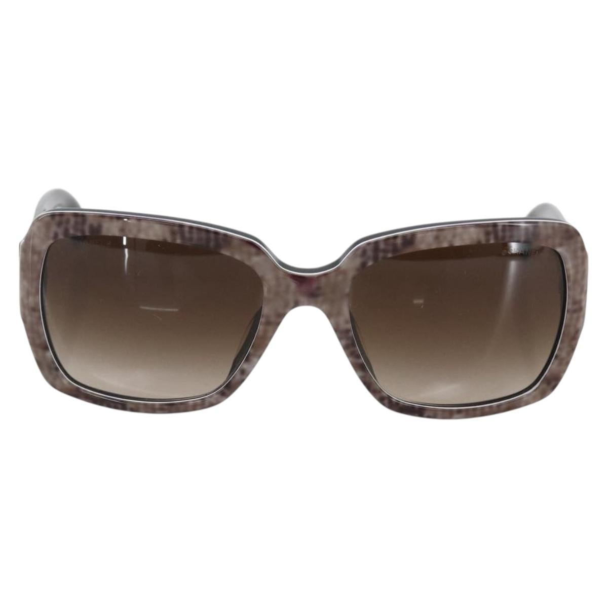 CHANEL COCO Mark Sunglasses plastic Beige CC Auth 157053
