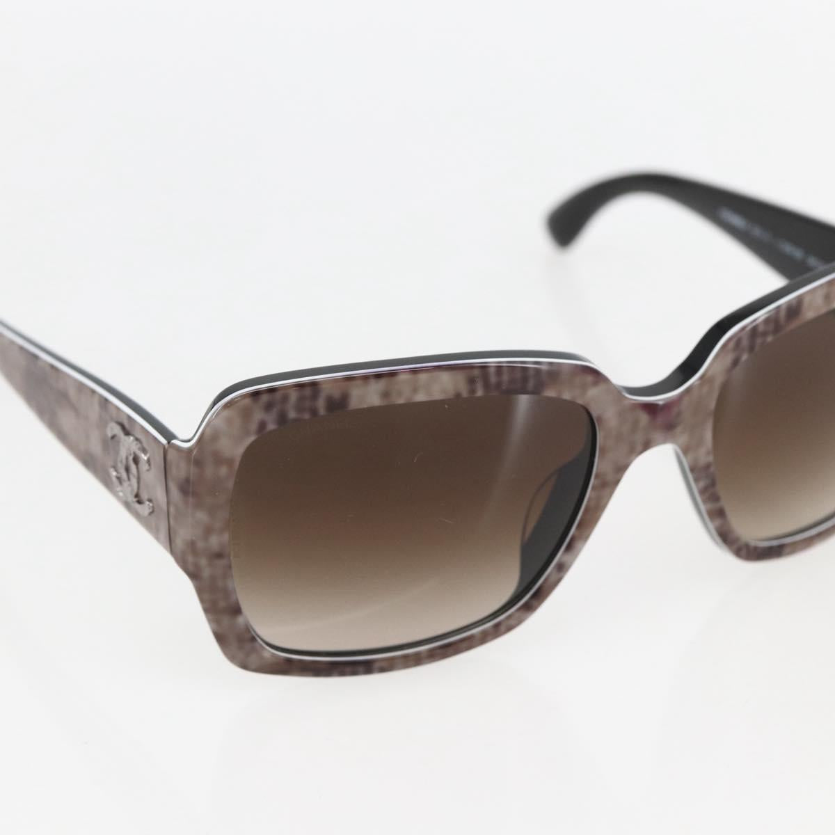 CHANEL COCO Mark Sunglasses plastic Beige CC Auth 157053