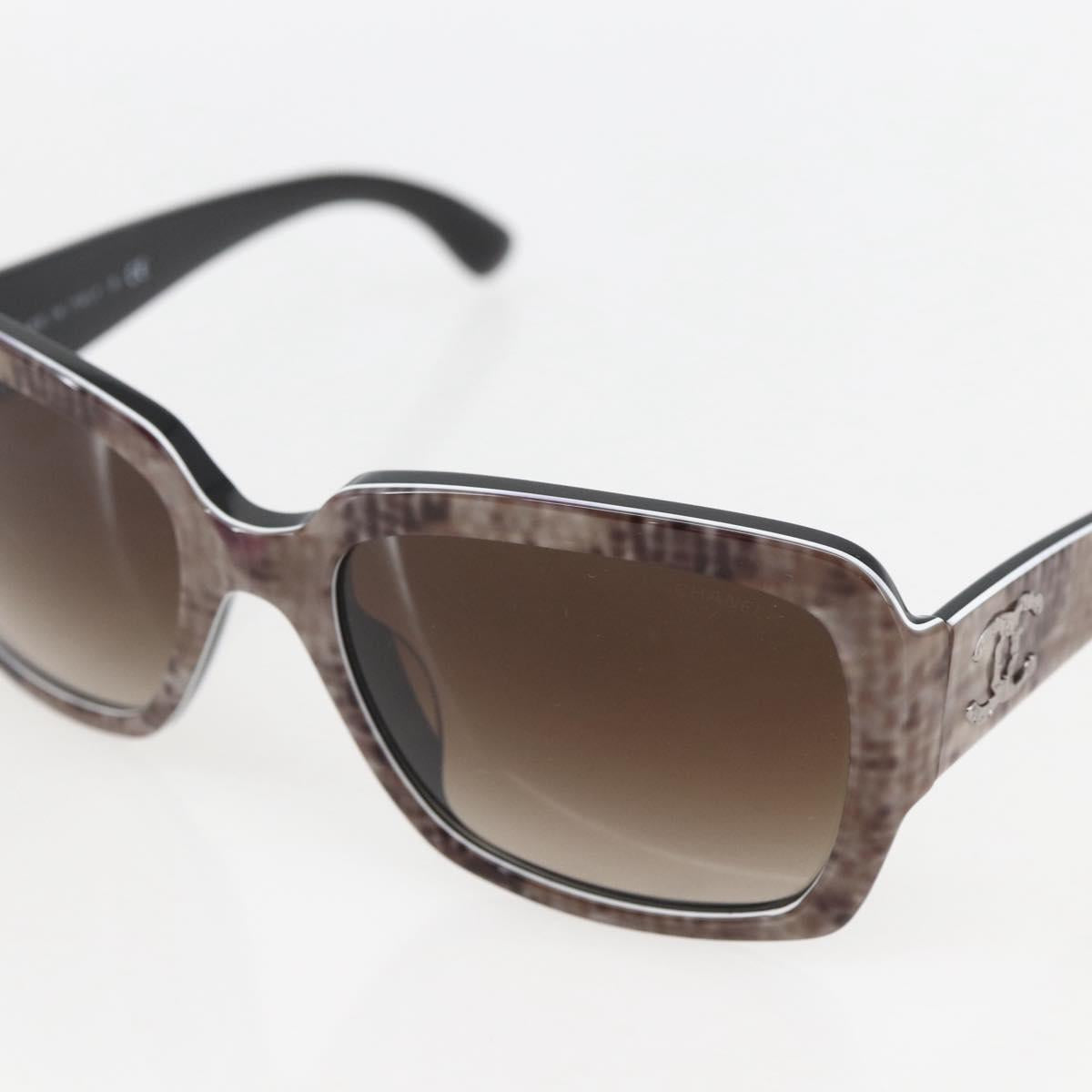 CHANEL COCO Mark Sunglasses plastic Beige CC Auth 157053