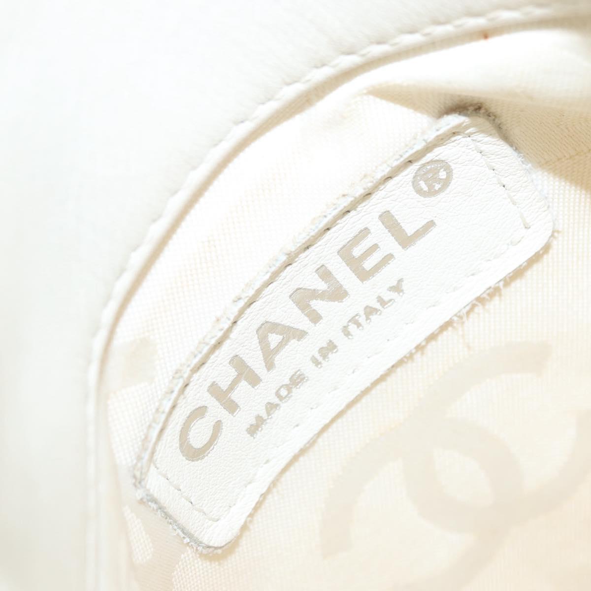 CHANEL Matelasse Cambon Line Shoulder Bag Calf Skin White Black CC Auth 157056